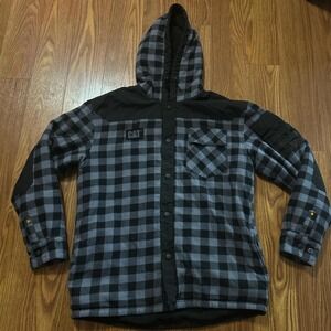 CAT Caterpillar‎ Sequoia Jacket 27930 black and grey EUC Men's L Warm Plaid